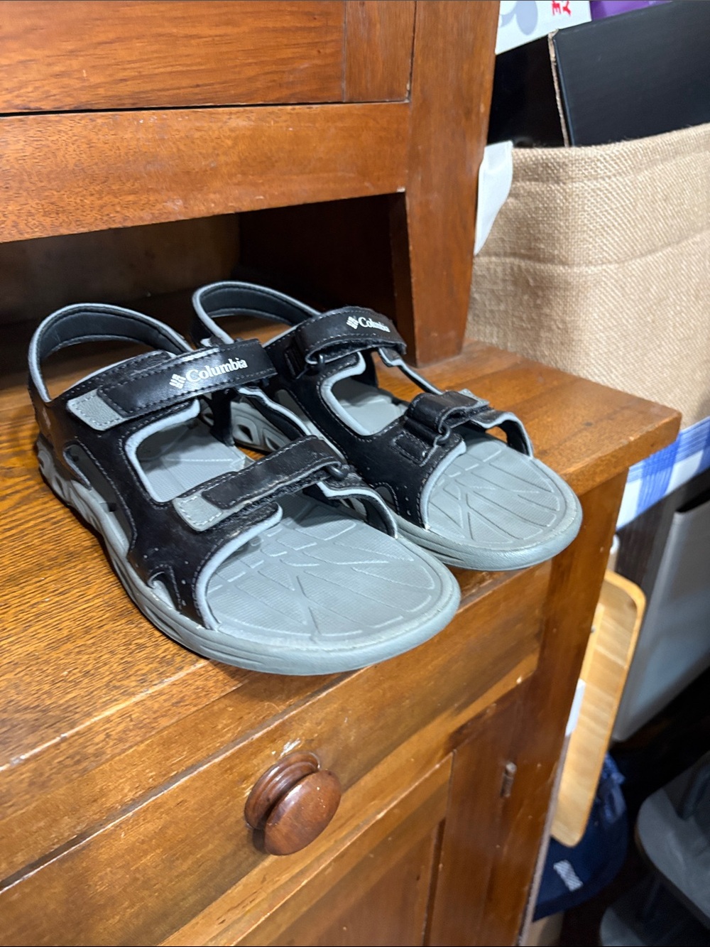 Columbia Black and Gray Kids' Adjustable Outdoor Sandals